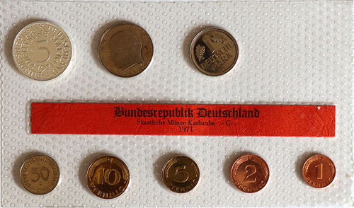 BRD DM Kursmünzensatz KMS 1971 G Spiegelglanz