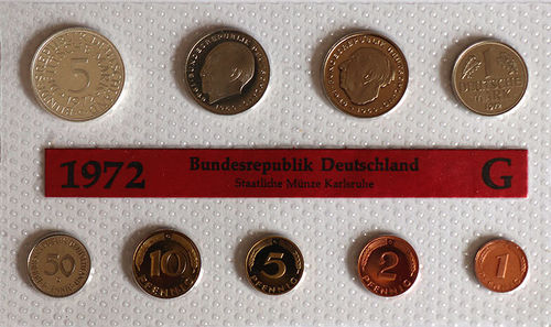 BRD DM Kursmünzensatz KMS 1972 G Spiegelglanz