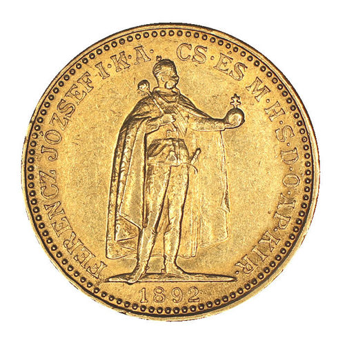 Österreich-Ungarn 20 Kronen Gold Franz Joseph Stehender Kaiser 1892 KB vz
