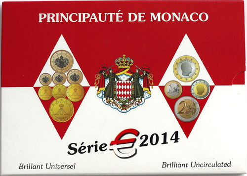 3,88 + 2 Euro KMS Monaco Münzsatz 2014 im original Folder ST