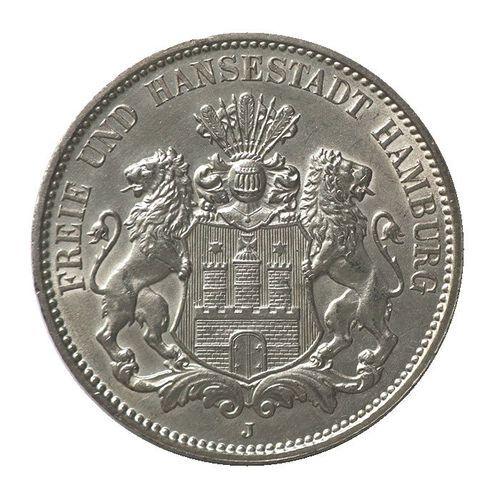 10 x 3 Mark Hamburg Wappen Investorenpaket Silbermünzen