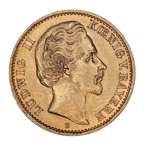 Jaeger 196 10 Mark Gold Ludwig II v. Bayern 1875 D fast prfr