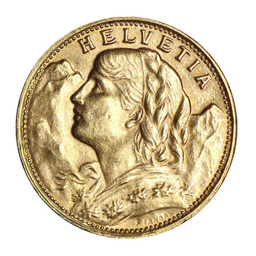Schweiz 20 Franken Gold Vreneli 1925 B vz-St