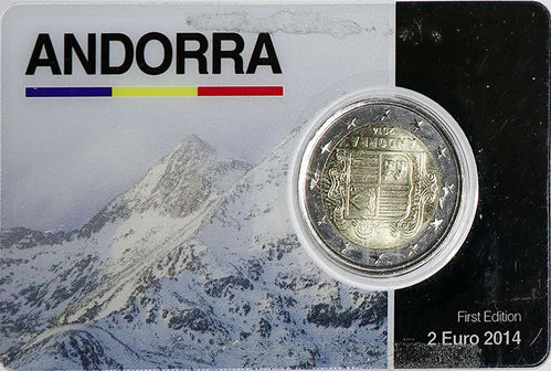 2 Euro Andorra Wappen Coincard 2014 ST first edition