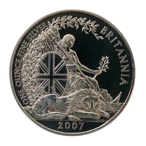 Grossbritannien 2 Pfund 1 Unze Silber Britannia 2007 ST