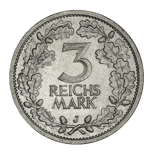 Jaeger 349 Weimarer Republik 3 Reichsmark Kursmünze 1931 J prfr
