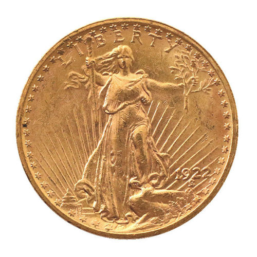 USA 20 Dollar Gold Saint Gaudens Double Eagle 1922 prägefrisch