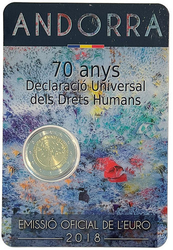 2 Euro Andorra Coincard 2018 ST Menschenrechte