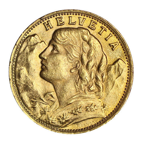 Schweiz 20 Franken Gold Vreneli 1947 B vz-St