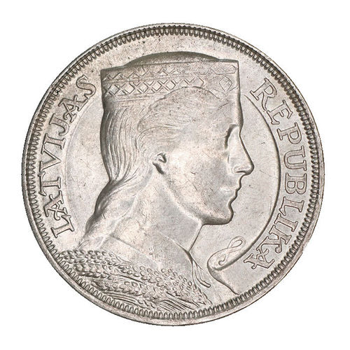 Lettland 5 x 5 Lati Trachtenmädchen Investorenpaket Silbermünzen