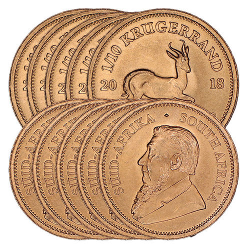Südafrika 10 x 1/10 oz Krügerrand Goldmünze bankfrisch