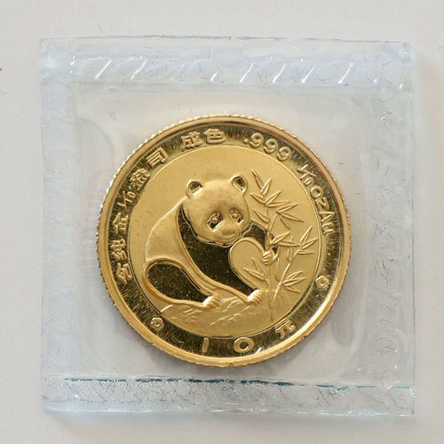 China 10 Yuan Gold Panda 1988 in Folie original ST