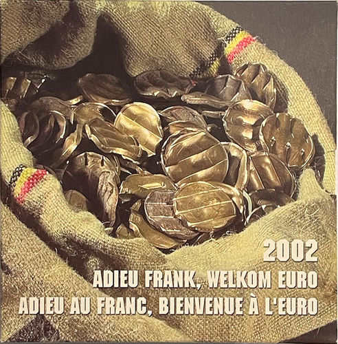 Belgien 3.88 Euro Kursmünzensatz KMS Adieu Frank 2002 ST Folder