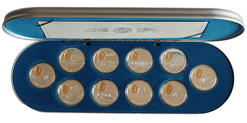 Kanada 10 x 20 Dollar Silbermünzen Historische Luftfahrt 1990-1994 PP Box