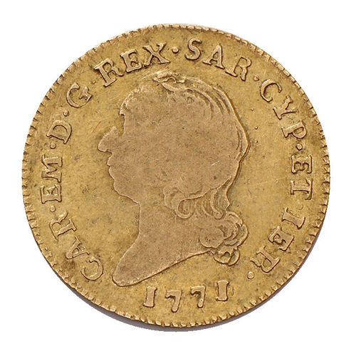 Italien ½ Doppia Gold Carlo Emanuele III. Sardinien 1871 ss/vz