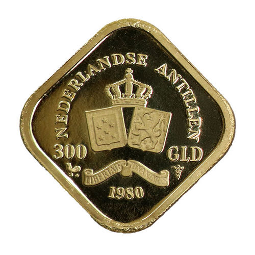 Niederlande Antillen 300 Gulden Juliana Gold 1980 PP
