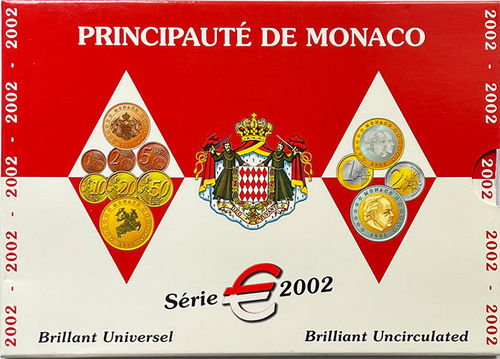 3,88 Euro KMS Monaco Münzsatz 2002 BU im original Folder