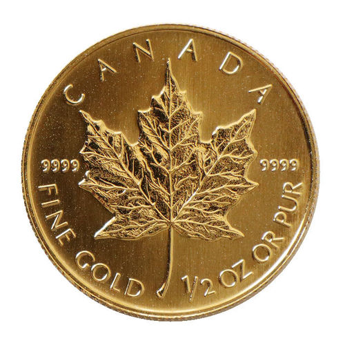 Kanada 1/2 oz Gold Maple Leaf 1989 bankfrisch 9999