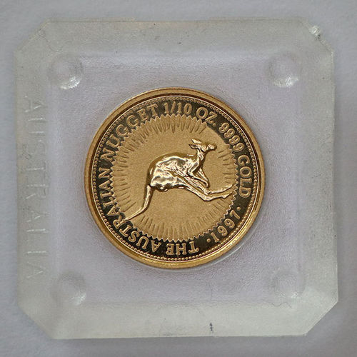 Australien Nugget Känguru 15 Dollars 1/10 oz Gold 1997 BU
