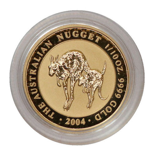 Australien Nugget Känguru 15 Dollars 1/10 oz Gold 2004 BU