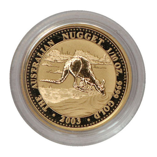 Australien Nugget Känguru 15 Dollars 1/10 oz Gold 2003 BU