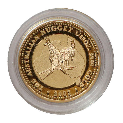 Australien Nugget Känguru 15 Dollars 1/10 oz Gold 2002 BU