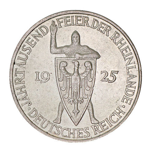 Jaeger 322 5 Reichsmark Jahrtausendfeier der Rheinlande 1925 E vz-prfr