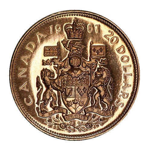 Kanada 20 Dollar Gold Wappen 100 Jahre Verfassung 1967 prfr